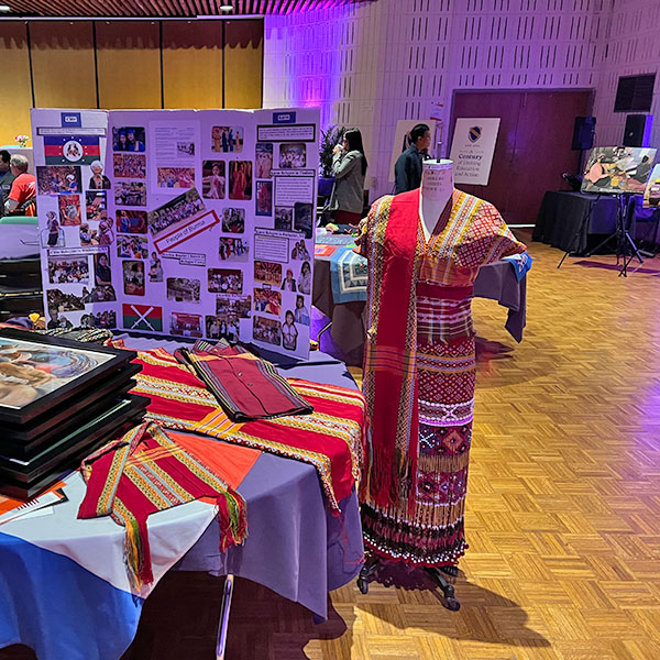 Burma summit exhibit showcasing Burmese clothing