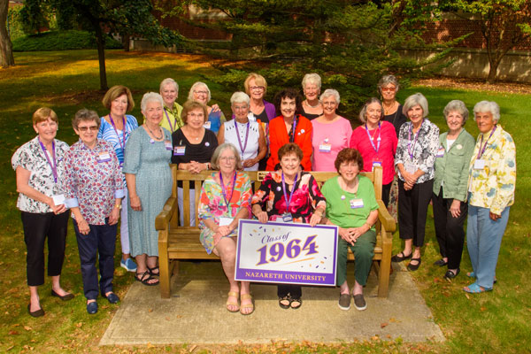 Class of 1964 poses for a group photo at their 60th reunion