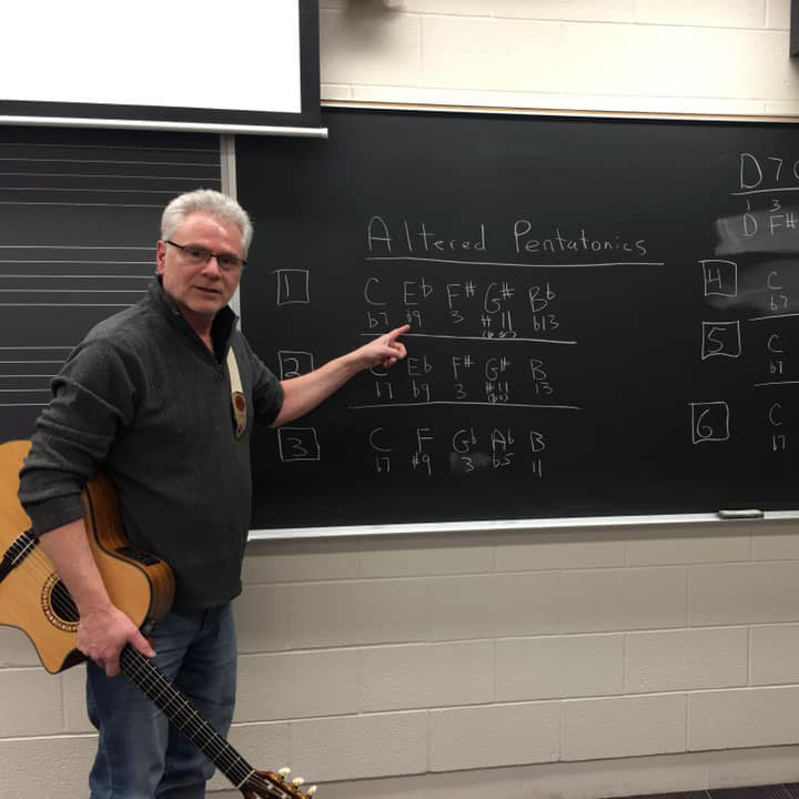 George Collichio working with a music student on improvising concepts at Nazareth.