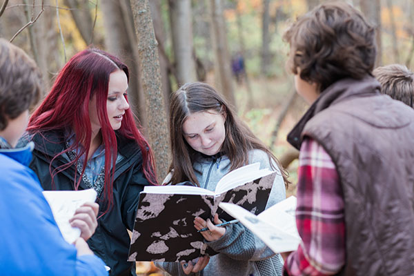 student teacher conducting outdoor class