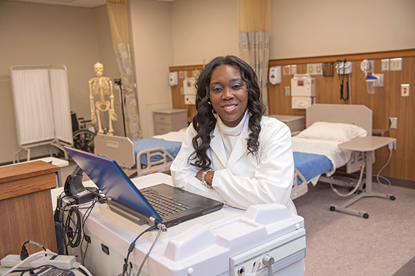 Tinisha Baxter in nursing sim lab