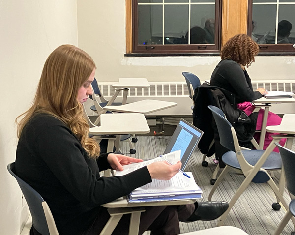 Emily Tyo in one of her graduate human resources classes
