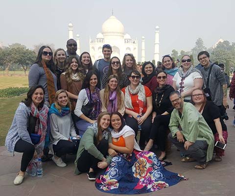 Mark Primus and students near the Taj Mahal