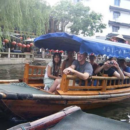 on a canal boat tour