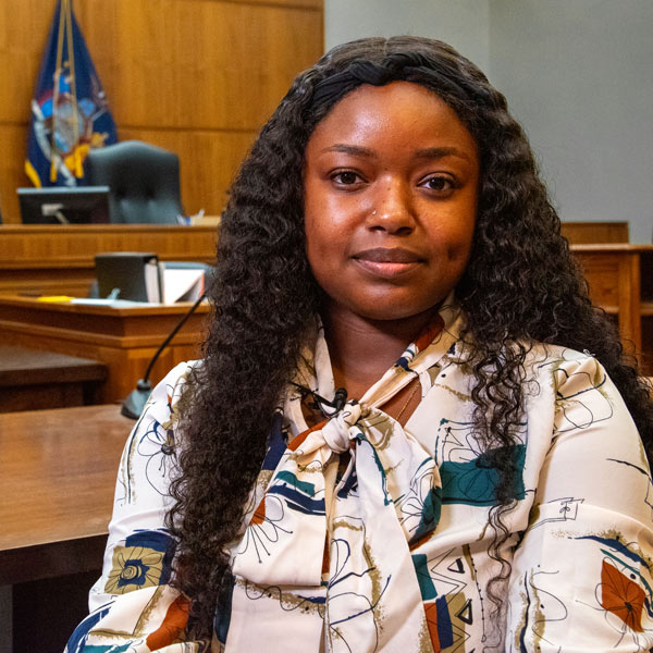 Tavione Griffin poses in family court during her internship