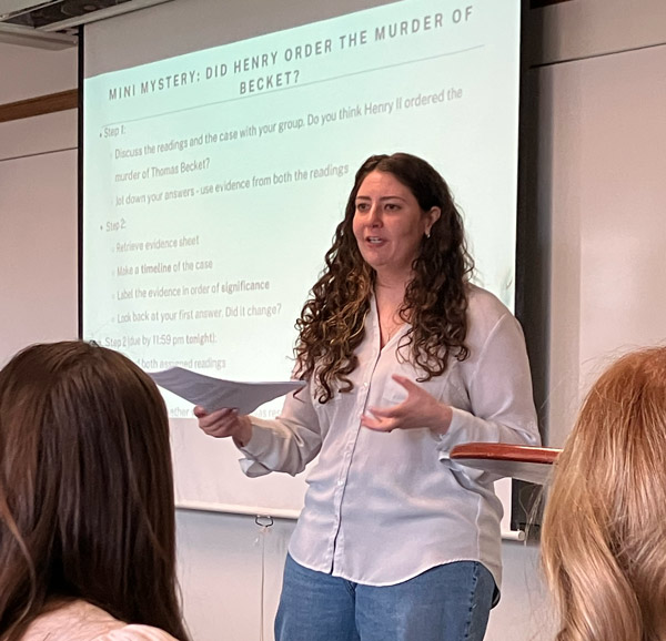 Danielle Alesi introduces a mini mystery challenge to her premodern history class