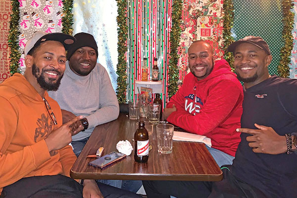 Kevin Graham and friends at a restaurant table