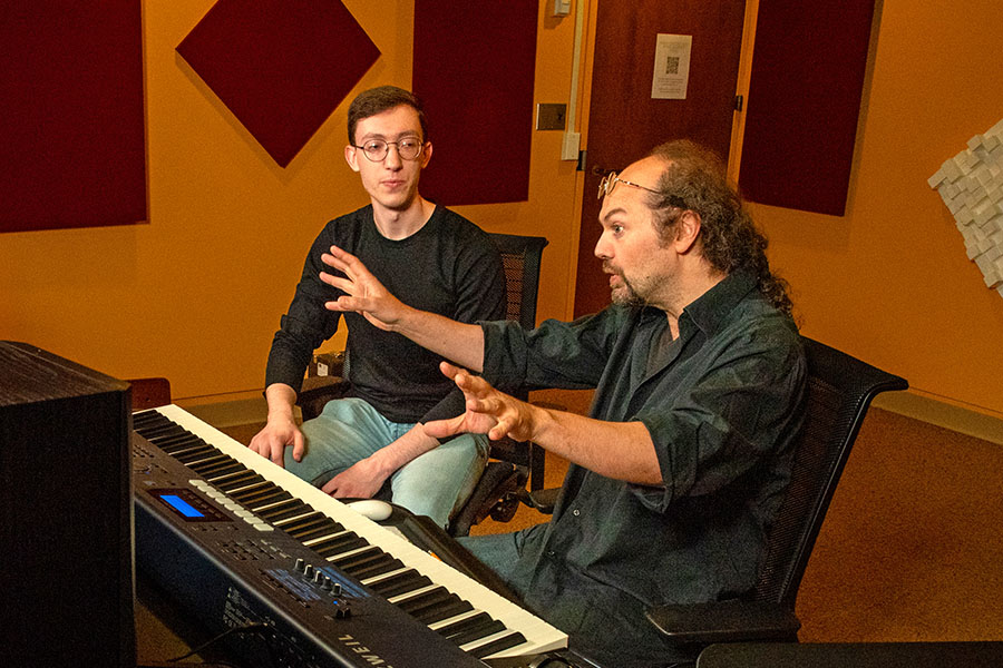 music composition lesson at keyboard