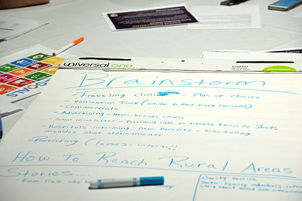 oversized paper with "Brainstorm" written on it