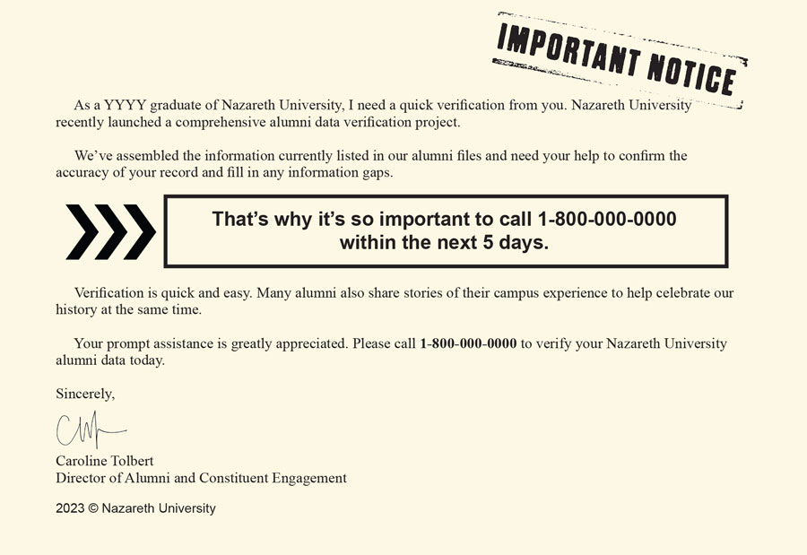Important Notice: comprehensive alumni data verification project