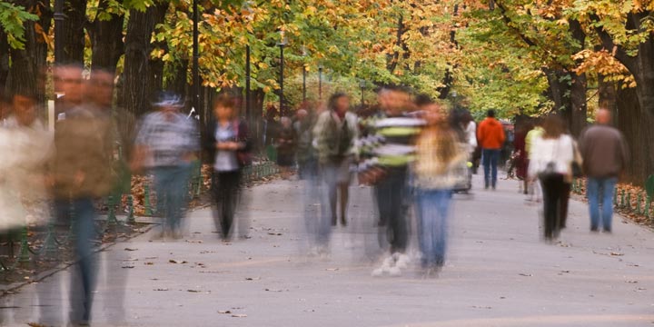 blurry crowd of people in park