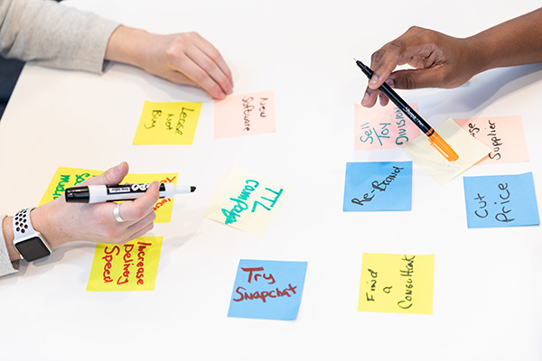 sticky notes with marketing notes