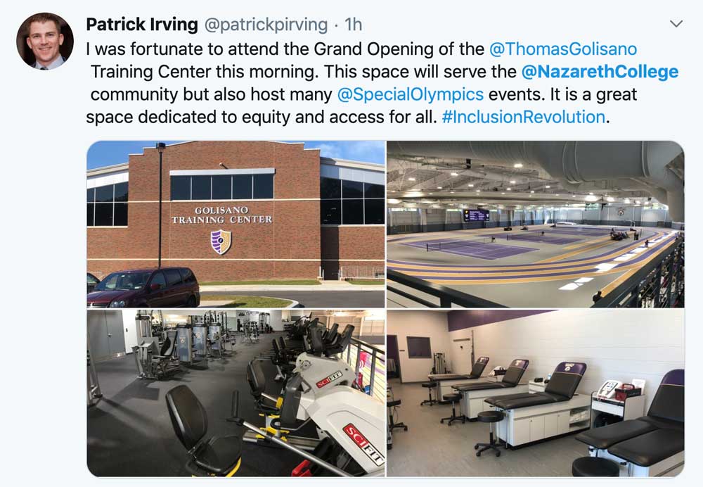 Tweet from Patrick Irving: “a great space dedicated to equity and access for all”