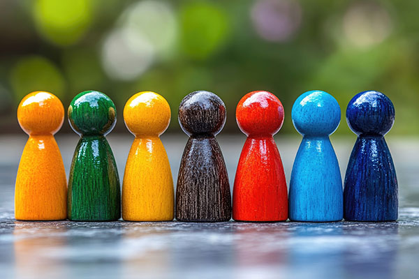 small colorful wooden markers