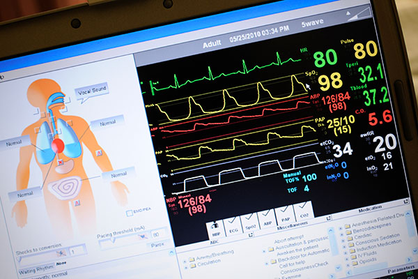 screen showing health vital signs