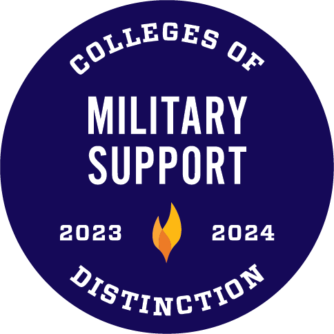 badge graphic: Colleges of Distinction Military Support 2023–24
