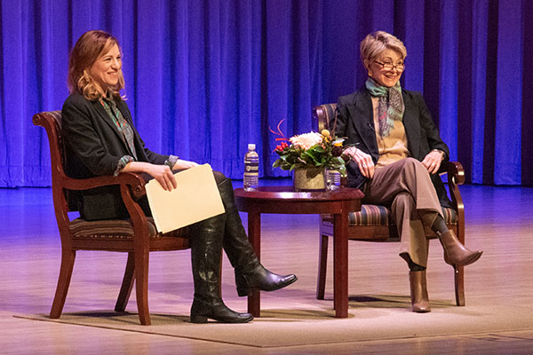 Jane Pauley onstage with Danielle Abramson at Nazareth