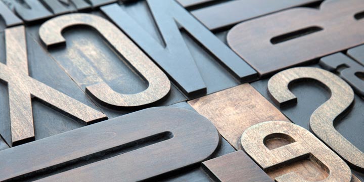 a close-up of metal letters used for printing
