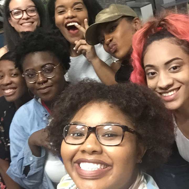 Arlene Lopez selfie with friends at a Black Student Union bowling night