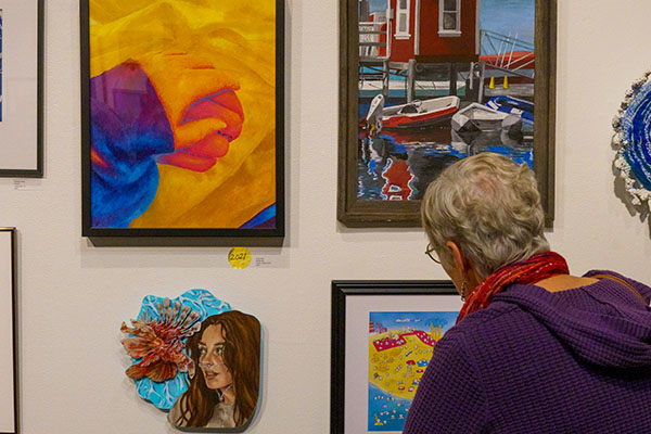paintings on an art gallery wall