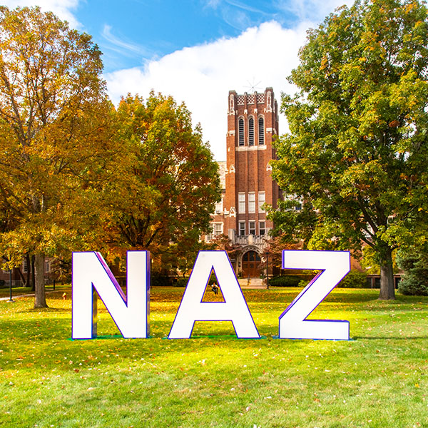 NAZ letters in front of Smyth Hall