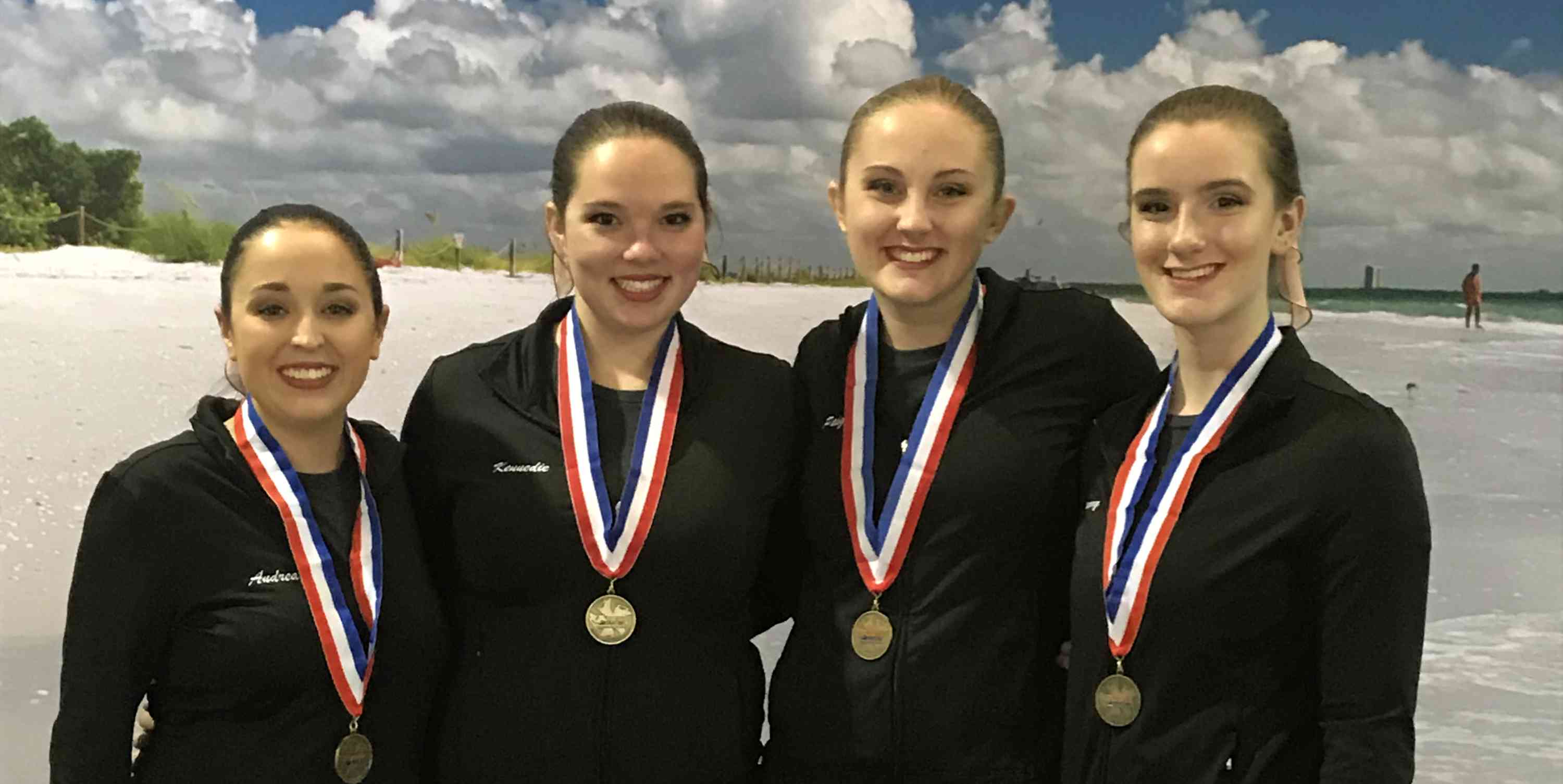 Nazareth students Andrea Auer, Kennedie Brown, Paige Ensby, Jennifer Whelan with medals