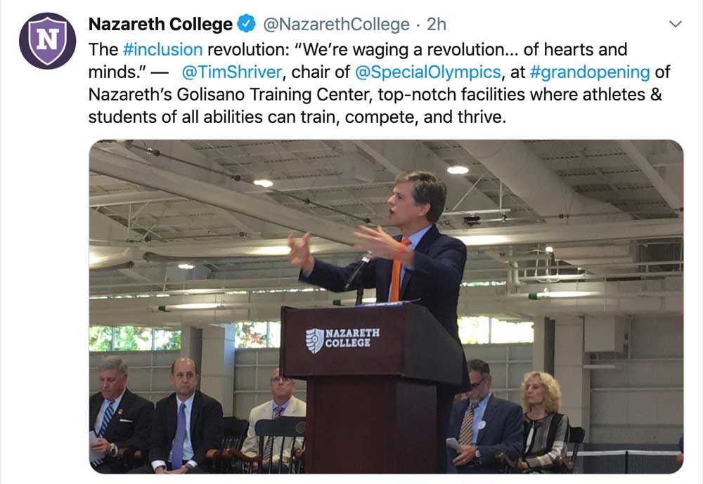 Naz tweet Tim Shriver: Inclusion revolution targets hearts and minds