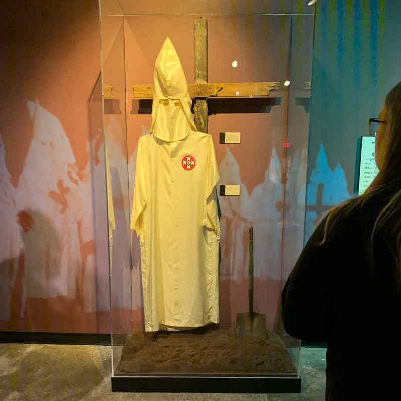 The Klu Klux Klan robe Carolyn saw at a museum in Alabama. 