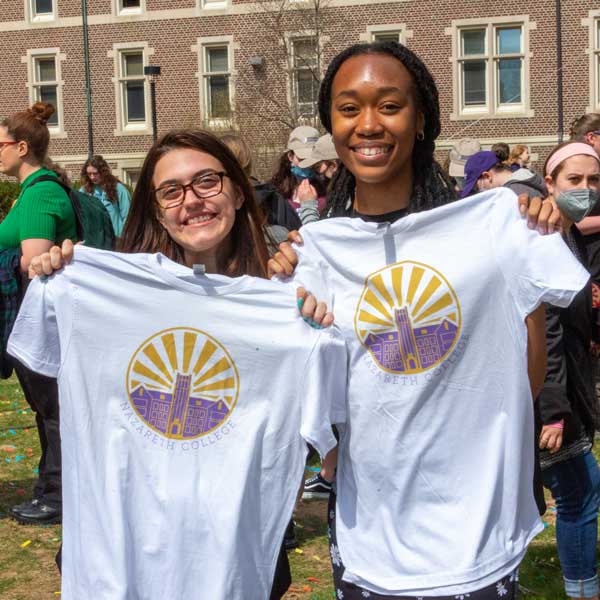 students with Naz Giving Day t-shirts