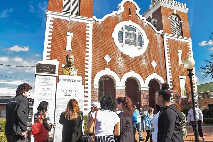 Students outside Brown Chapel AME Church in Selma, Alabama