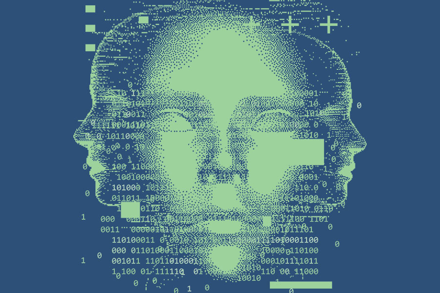 illustration of a digitized human face