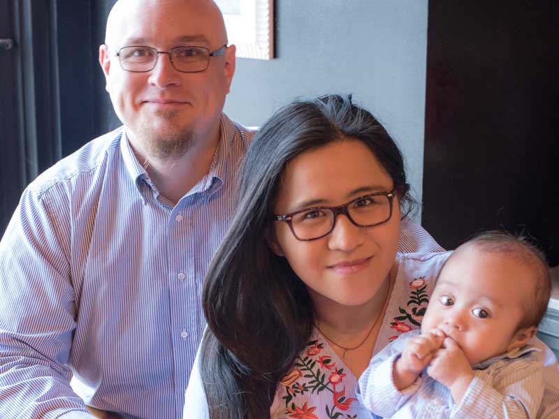 Gary, Joanna, and George Parker at home.