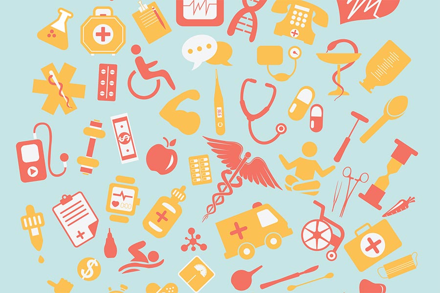 illustration of health care symbols