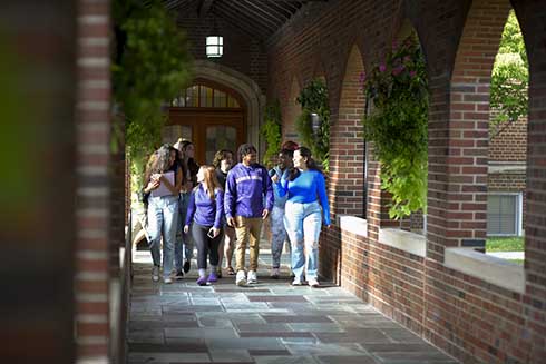 students in Cloister Walk