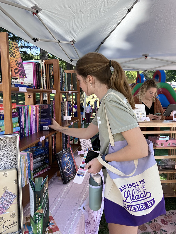 Student browses vendor's goods