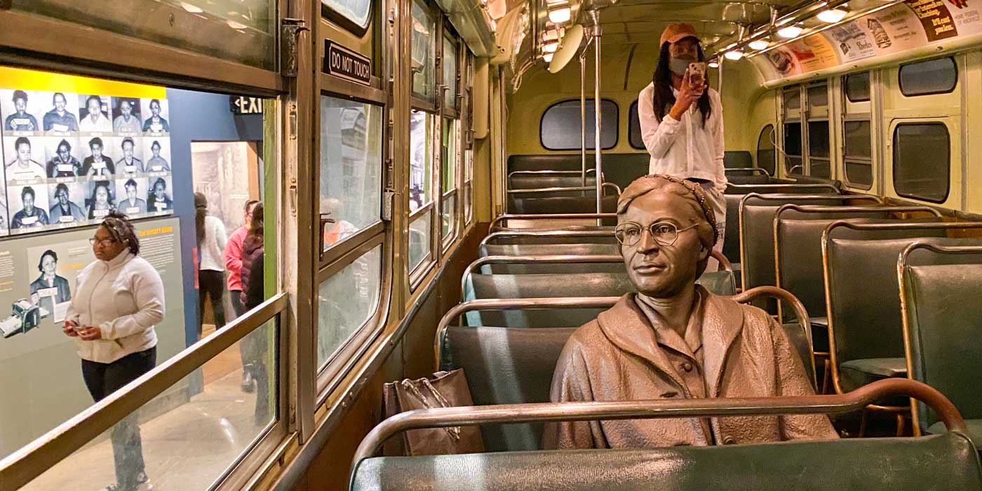 Nyelah O'Meally touring the National Civil Rights Museum in Memphis, Tennessee