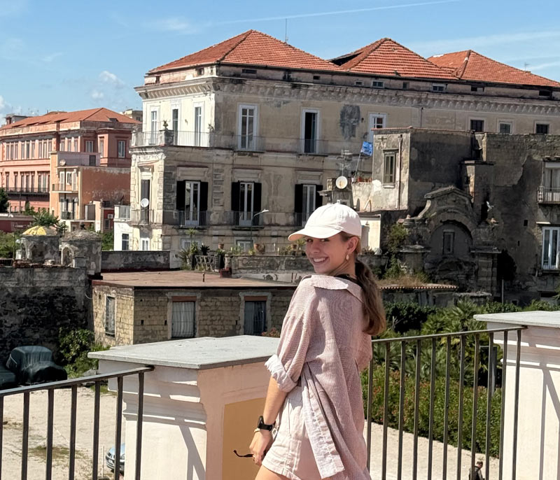 Nadia poses at Villa Campolieto, Italy