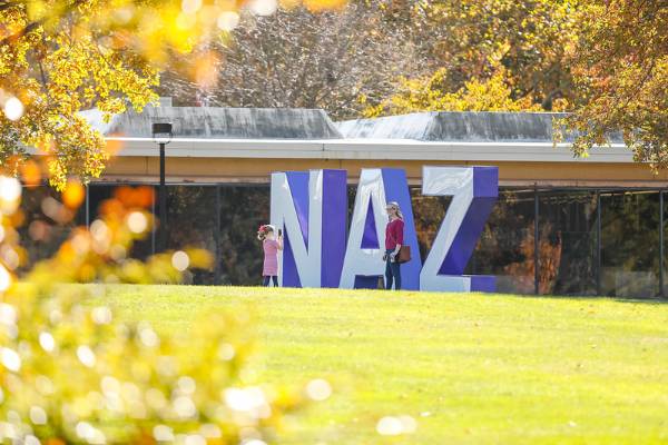 "NAZ" letters on Smyth Hall lawn