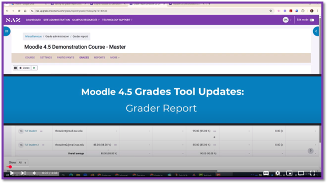 Grader Report in Moodle 4.5