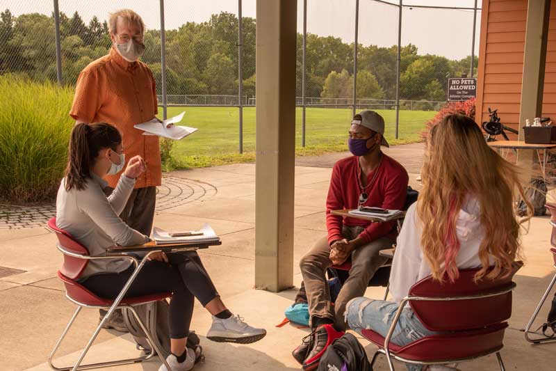 outdoor class with masks